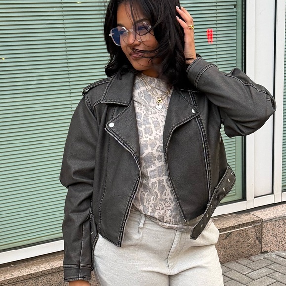 Fashion Nova Roxi Washed Faux Leather Moto Jacket - Picture 3 of 4